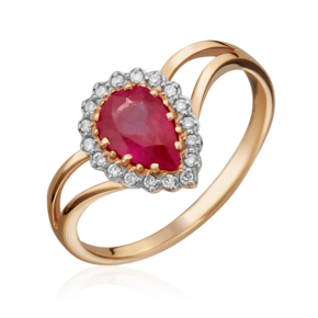 Кольцо из красного золота с рубином и бриллиантами 01-0218-00-107-1110-30