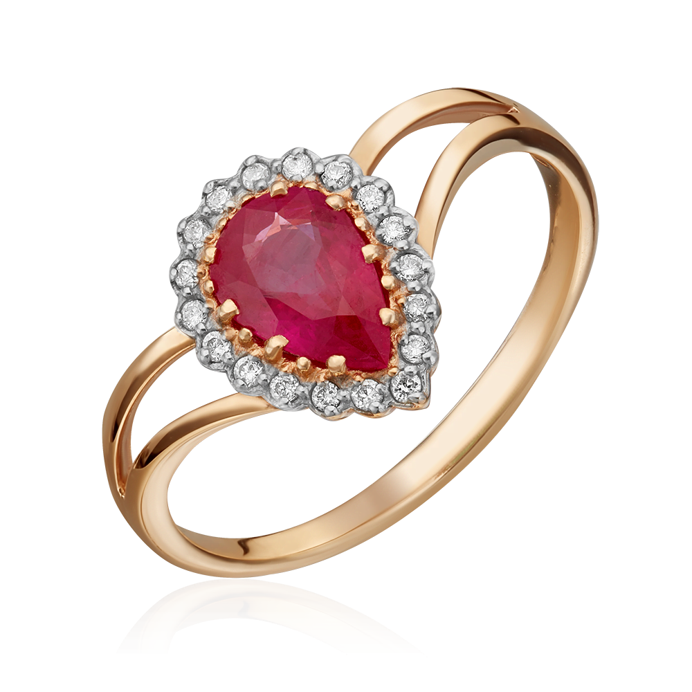 Кольцо из красного золота с рубином и бриллиантами 01-0218-00-107-1110-30