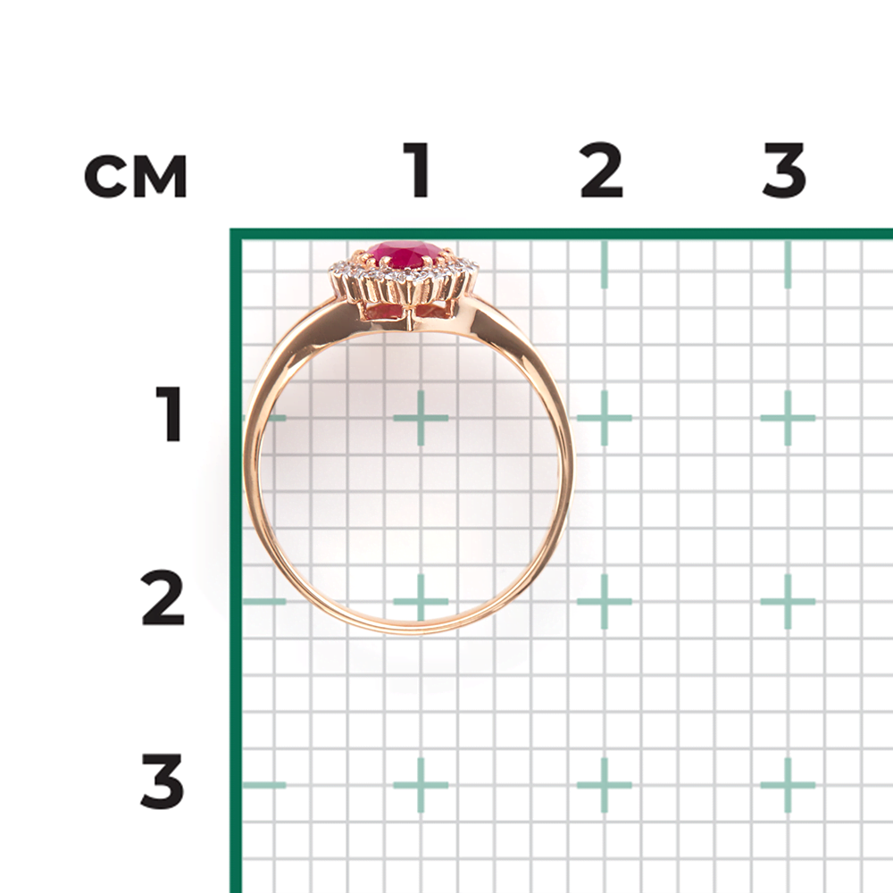 Кольцо из красного золота с рубином и бриллиантами 01-0218-00-107-1110-30