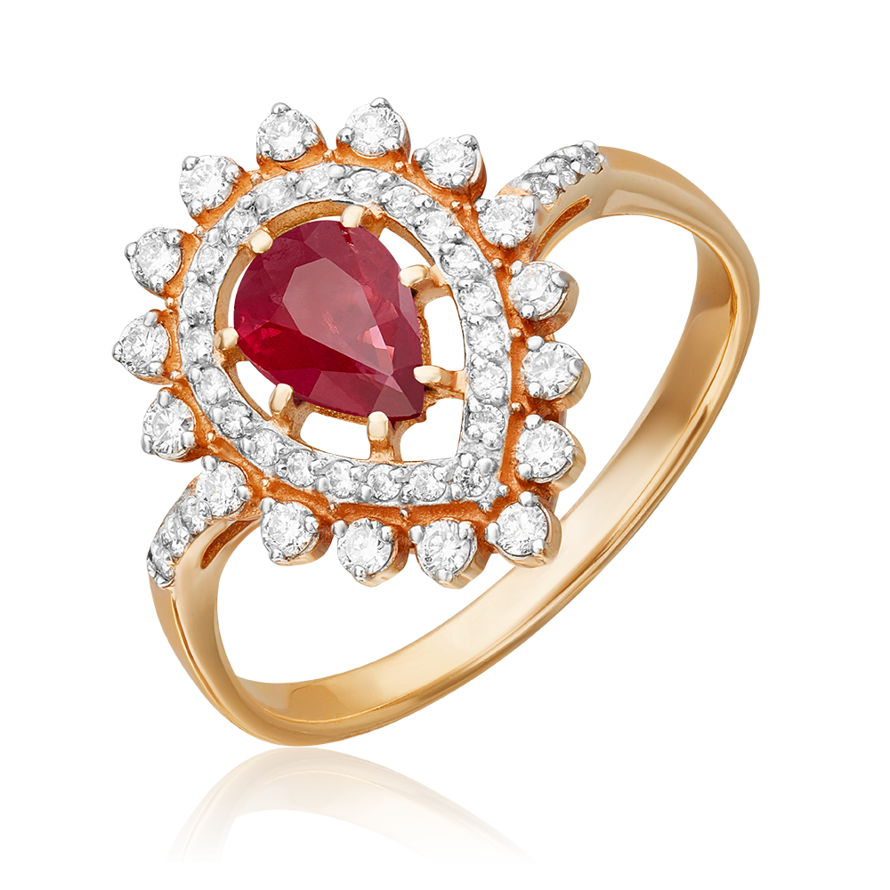 Кольцо из красного золота с рубином и бриллиантами 01-0220-00-107-1110-30