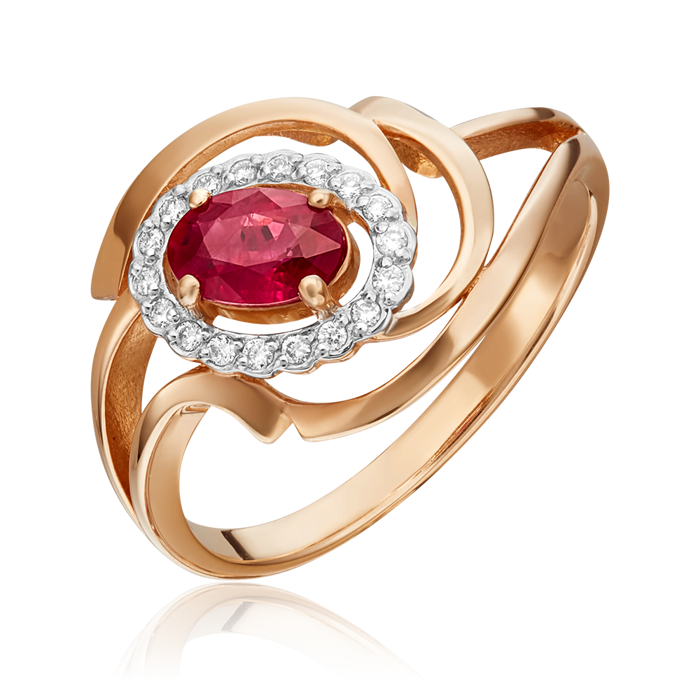 Кольцо из красного золота с рубином и бриллиантами 01-0222-00-107-1110-30
