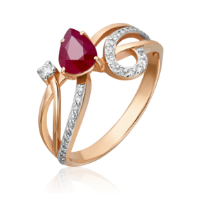 Кольцо из красного золота с рубином и бриллиантами 01-0232-00-107-1110-30