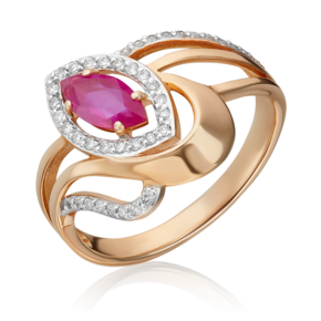Кольцо из красного золота с рубином и бриллиантами 01-0245-00-107-1110-30