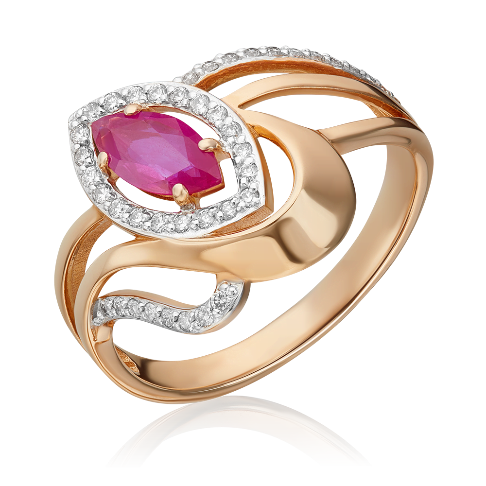 Кольцо из красного золота с рубином и бриллиантами 01-0245-00-107-1110-30