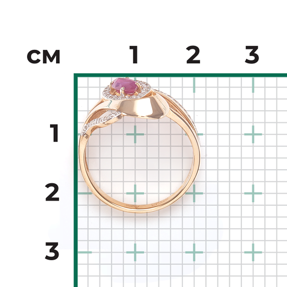 Кольцо из красного золота с рубином и бриллиантами 01-0245-00-107-1110-30