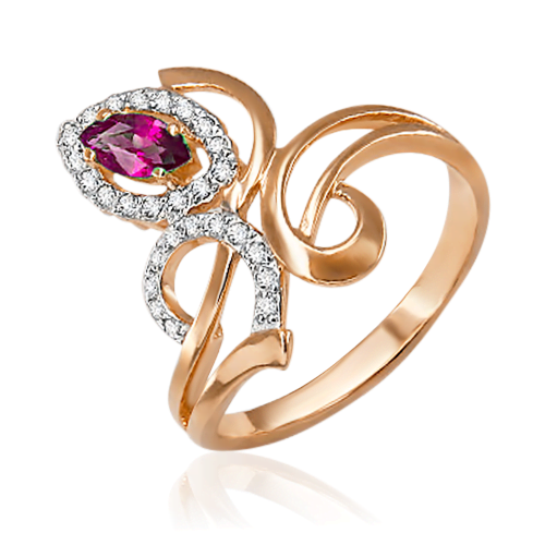 Кольцо из красного золота с рубином и бриллиантами 01-0247-00-107-1110-30