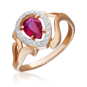 Кольцо из красного золота с рубином и бриллиантами 01-0249-00-107-1110-30