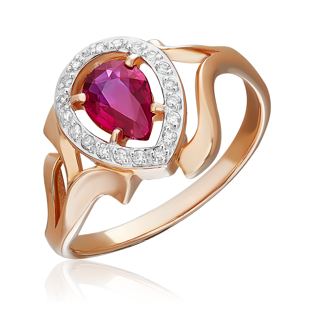 Кольцо из красного золота с рубином и бриллиантами 01-0249-00-107-1110-30