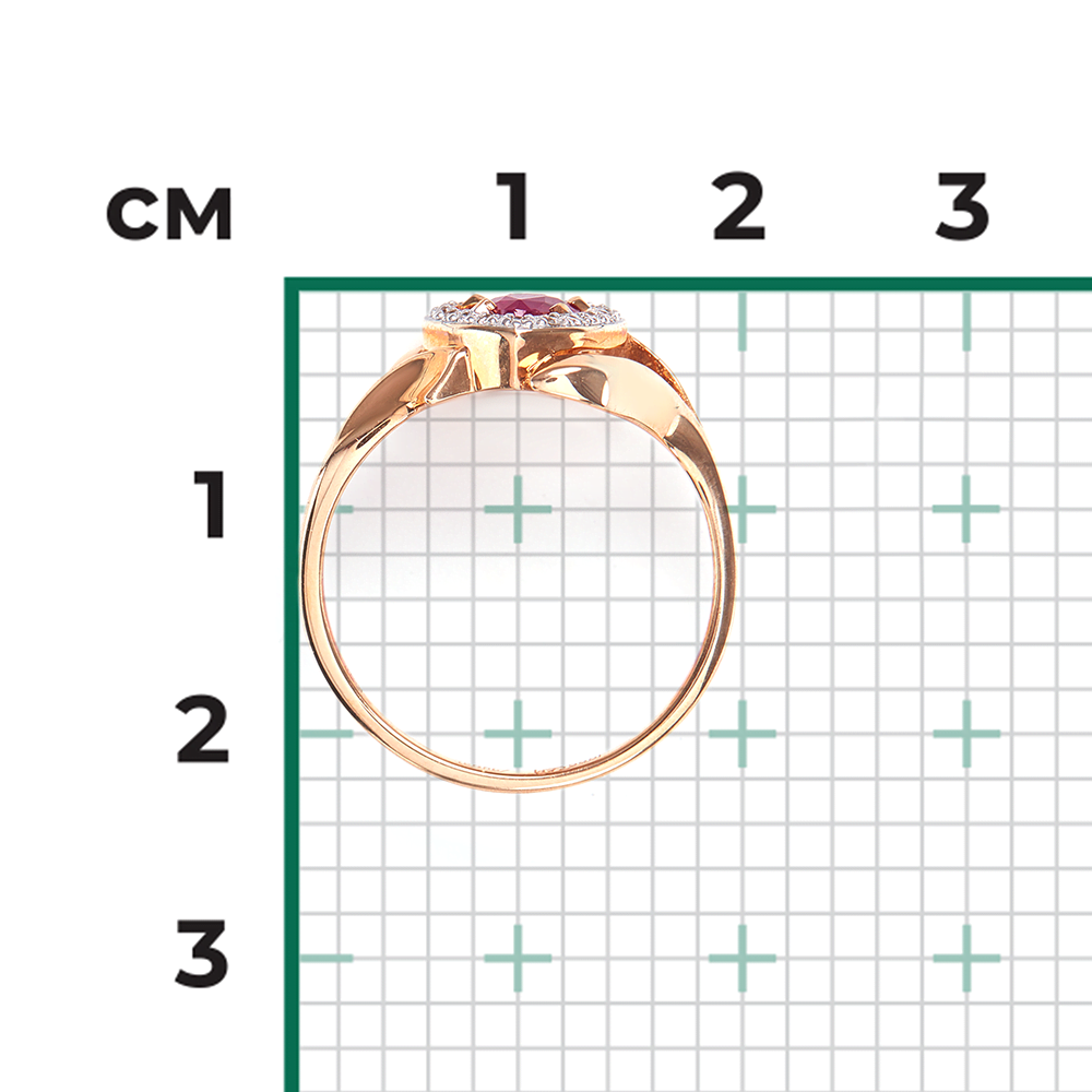 Кольцо из красного золота с рубином и бриллиантами 01-0249-00-107-1110-30