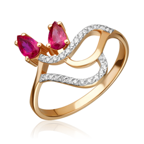 Кольцо из красного золота с рубинами и бриллиантами 01-0257-00-107-1110-30