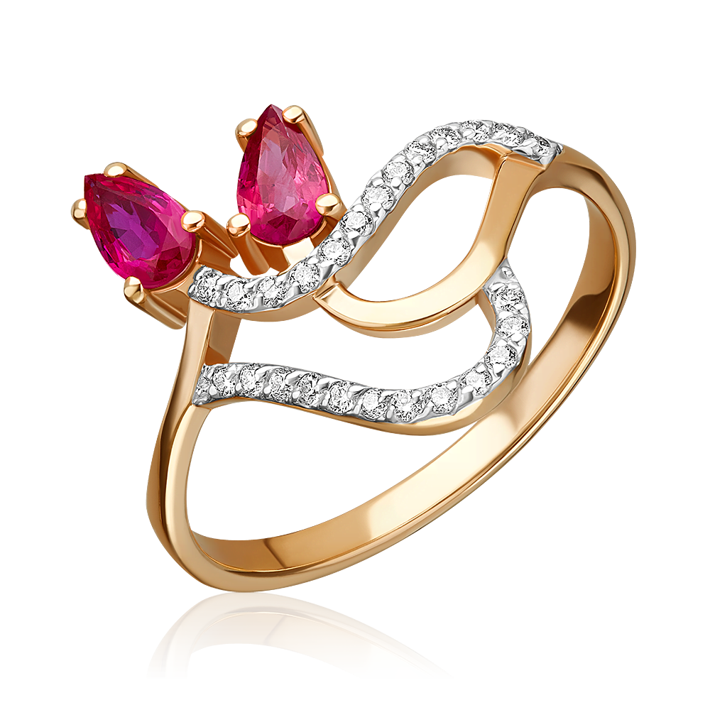 Кольцо из красного золота с рубинами и бриллиантами 01-0257-00-107-1110-30