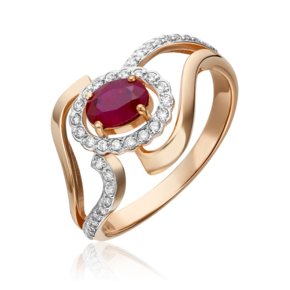 Кольцо из красного золота с рубином и бриллиантами 01-0259-00-107-1110-30