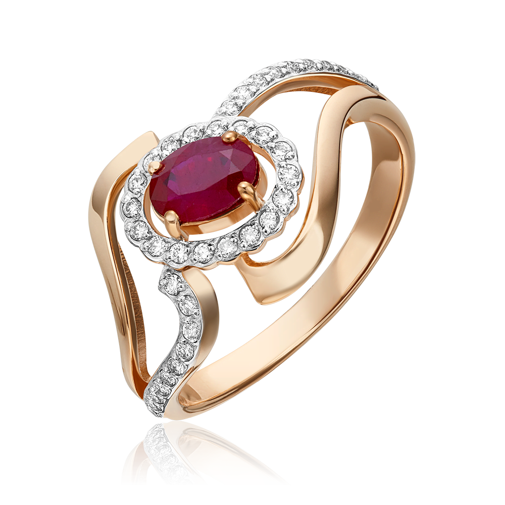 Кольцо из красного золота с рубином и бриллиантами 01-0259-00-107-1110-30
