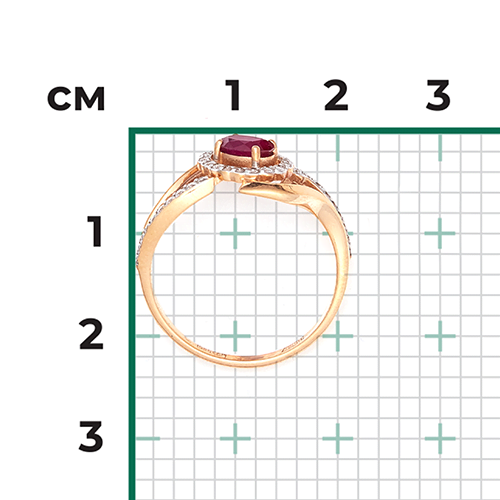 Кольцо из красного золота с рубином и бриллиантами 01-0259-00-107-1110-30