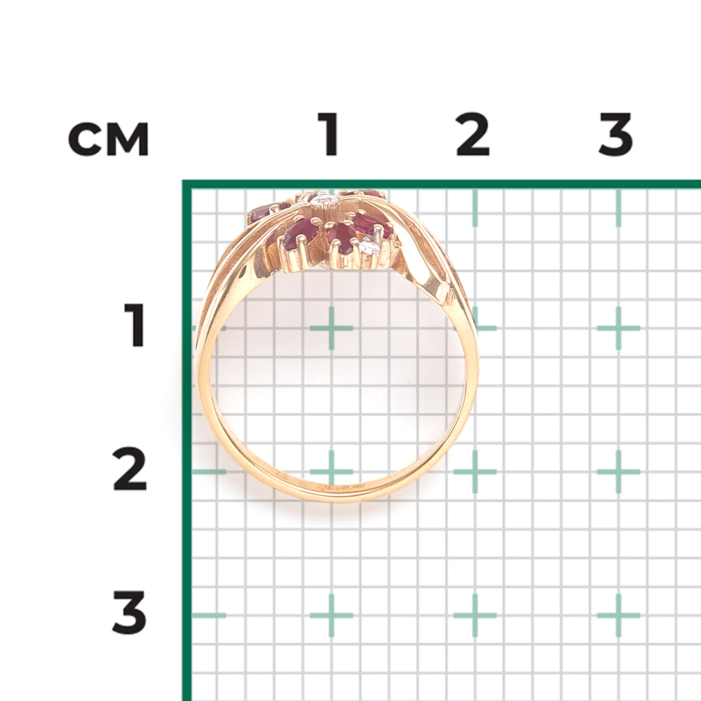 Кольцо из красного золота с рубинами и бриллиантами 01-0267-00-107-1110-30