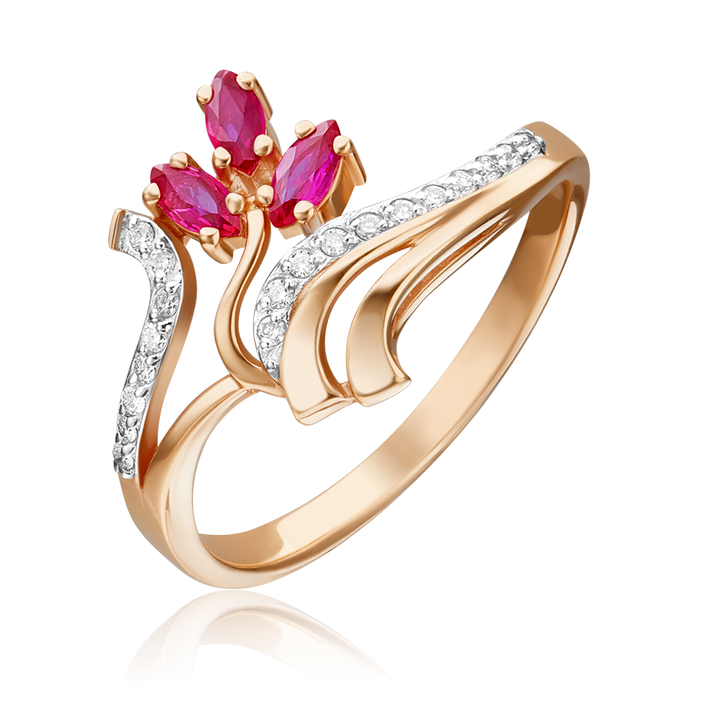 Кольцо из красного золота с рубинами и бриллиантами 01-0273-00-107-1110-30