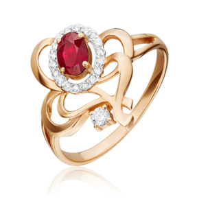 Кольцо из красного золота с рубином и бриллиантами 01-0279-00-107-1110-30