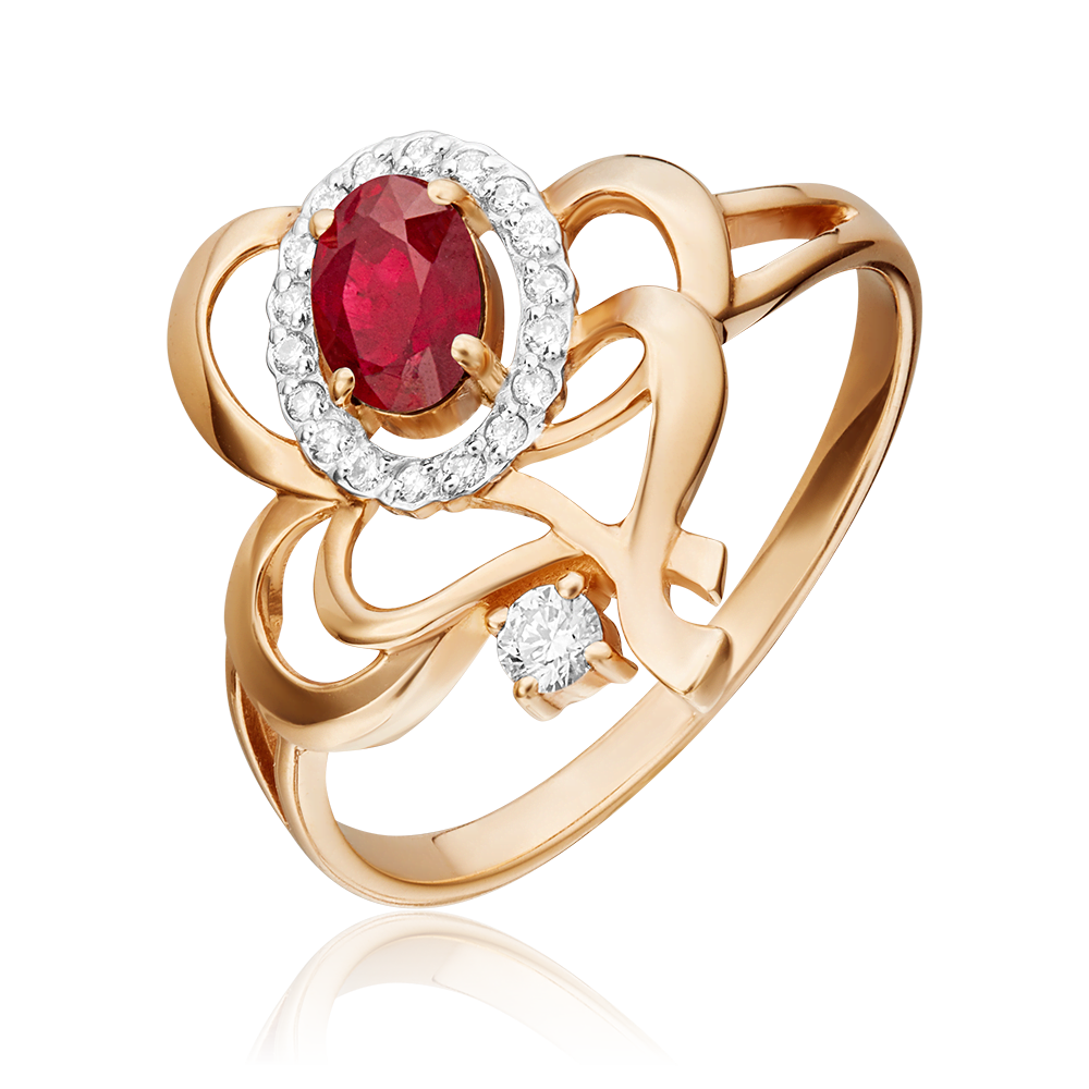 Кольцо из красного золота с рубином и бриллиантами 01-0279-00-107-1110-30