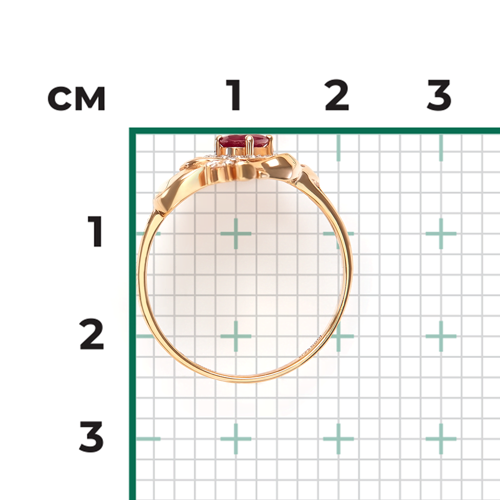 Кольцо из красного золота с рубином и бриллиантами 01-0279-00-107-1110-30