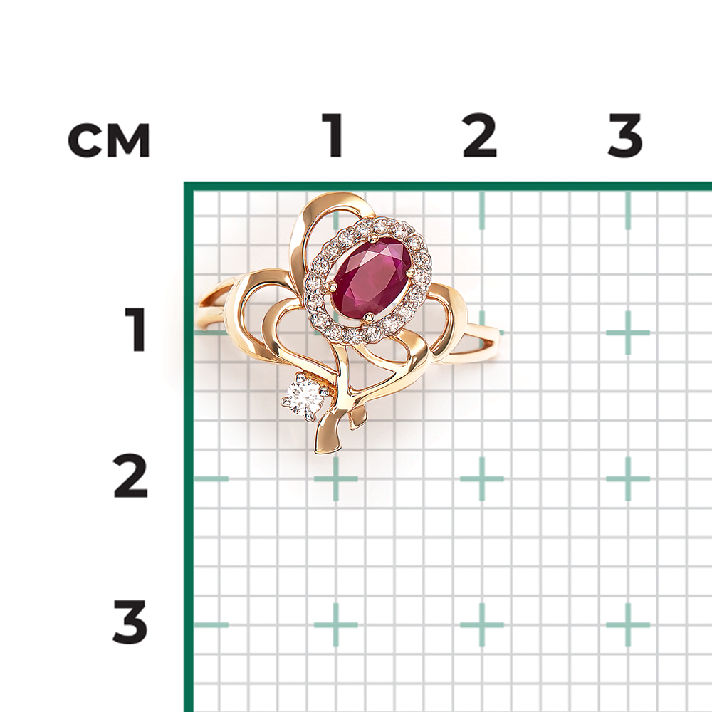 Кольцо из красного золота с рубином и бриллиантами 01-0279-00-107-1110-30