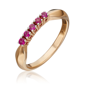 Кольцо из красного золота с рубинами