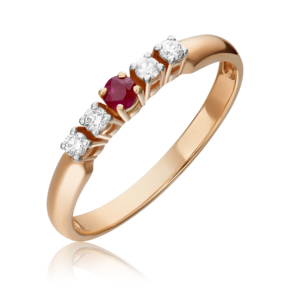 Кольцо из красного золота с рубином и бриллиантами 01-0291-00-107-1110-30