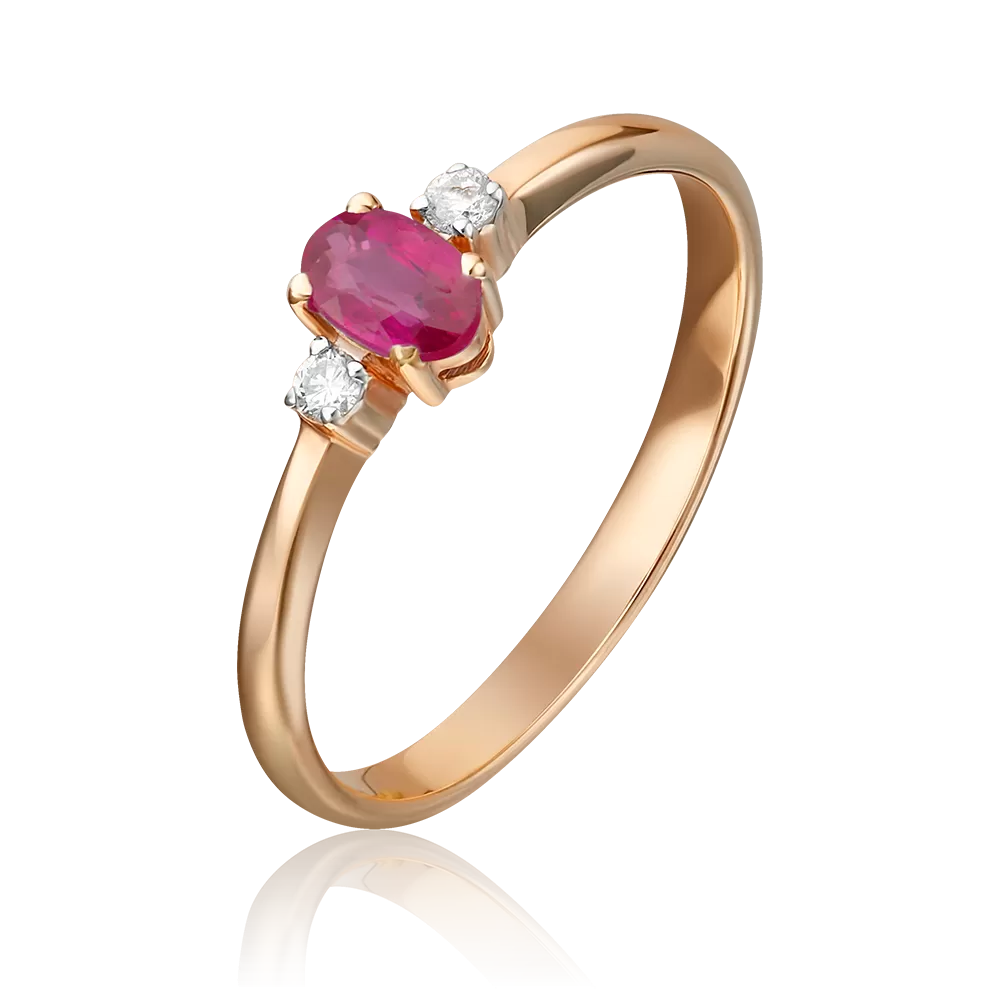 Кольцо из красного золота с рубином и бриллиантами 01-0297-00-107-1110-30