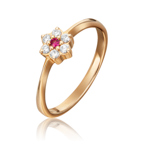 Кольцо из красного золота с бриллиантами и рубином 01-0313-00-107-1110-30