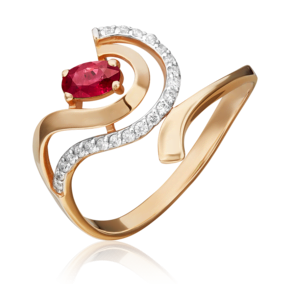 Кольцо из красного золота с рубином и бриллиантами 01-0321-00-107-1110-30