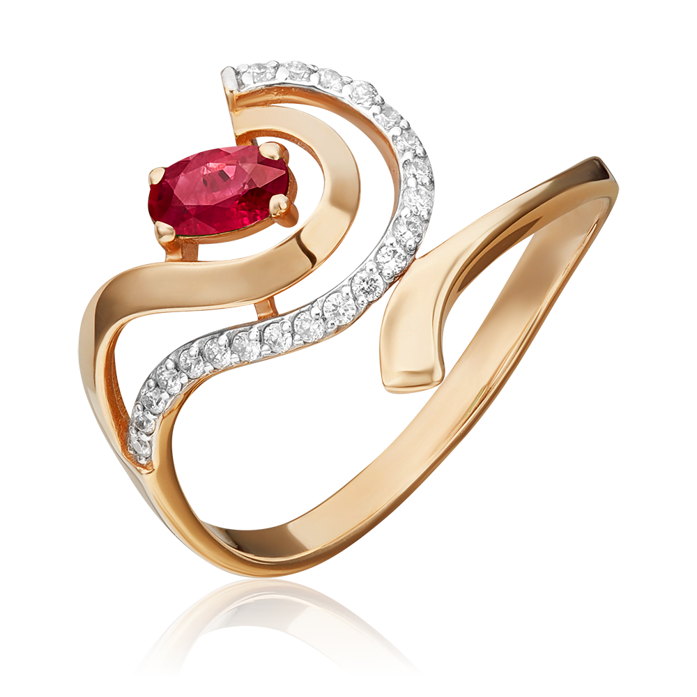 Кольцо из красного золота с рубином и бриллиантами 01-0321-00-107-1110-30