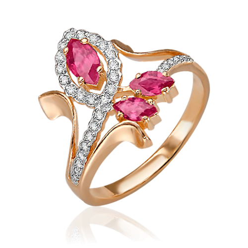 Кольцо из красного золота с рубинами и бриллиантами 01-0325-00-107-1110-30