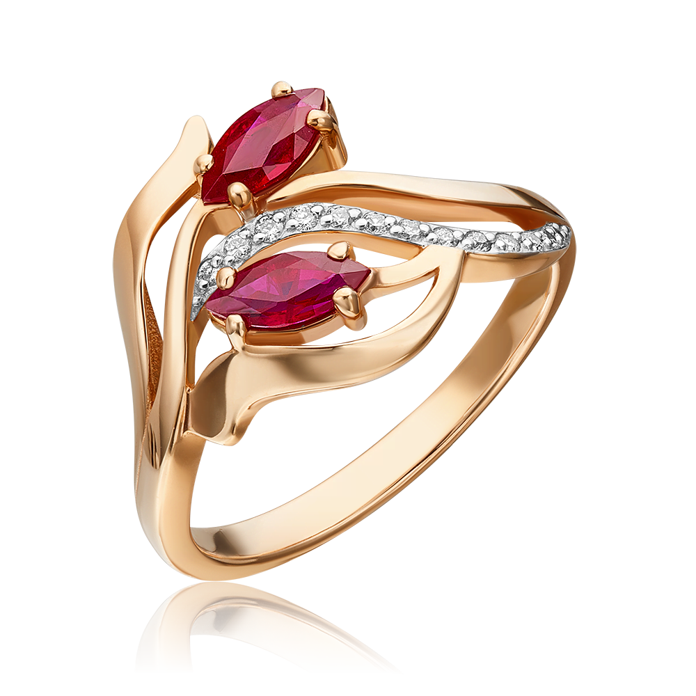 Кольцо из красного золота с рубинами и бриллиантами 01-0327-00-107-1110-30