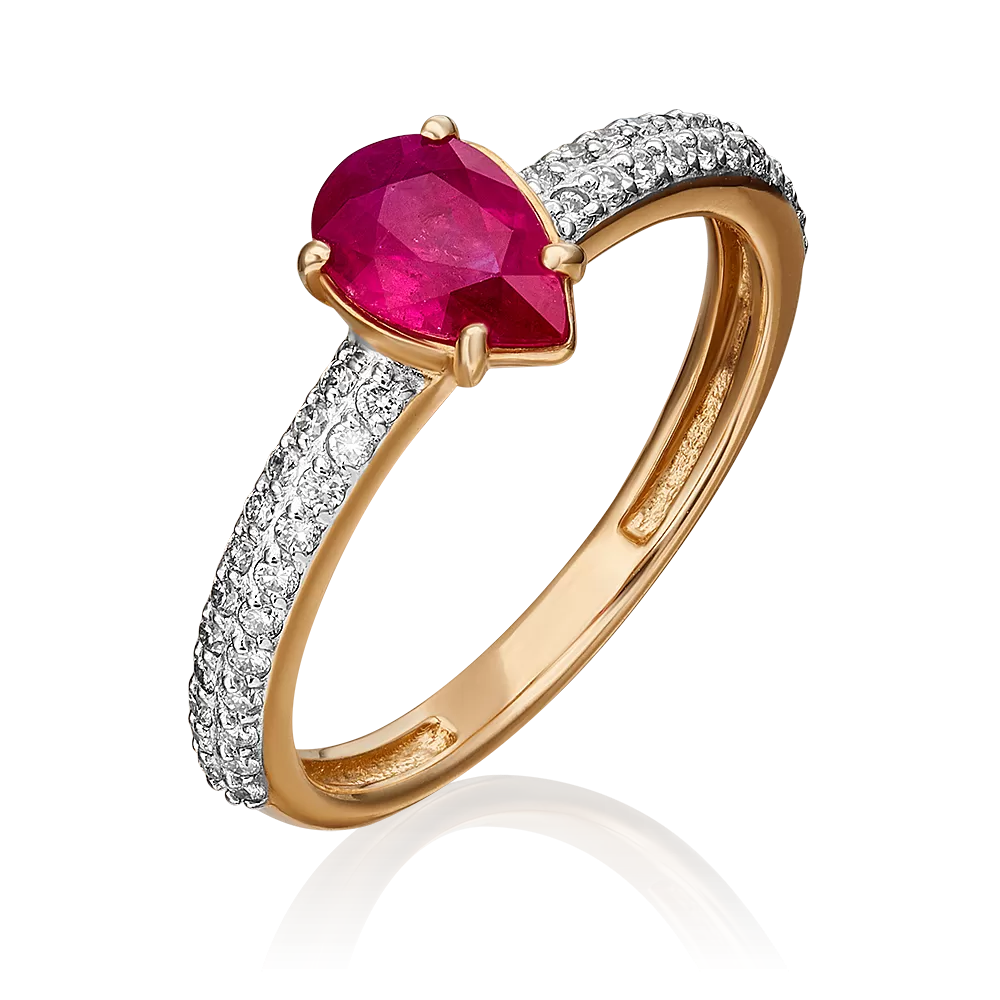Кольцо из красного золота с рубином и бриллиантами 01-0333-00-107-1110-30