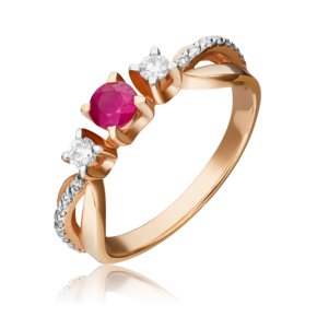 Кольцо из красного золота с рубином и бриллиантами 01-0335-00-107-1110-30