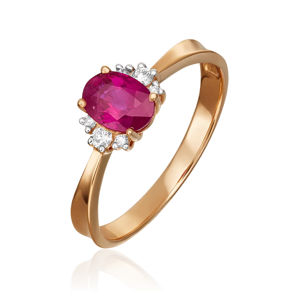 Кольцо из красного золота с рубином и бриллиантами 01-0343-00-107-1110-30