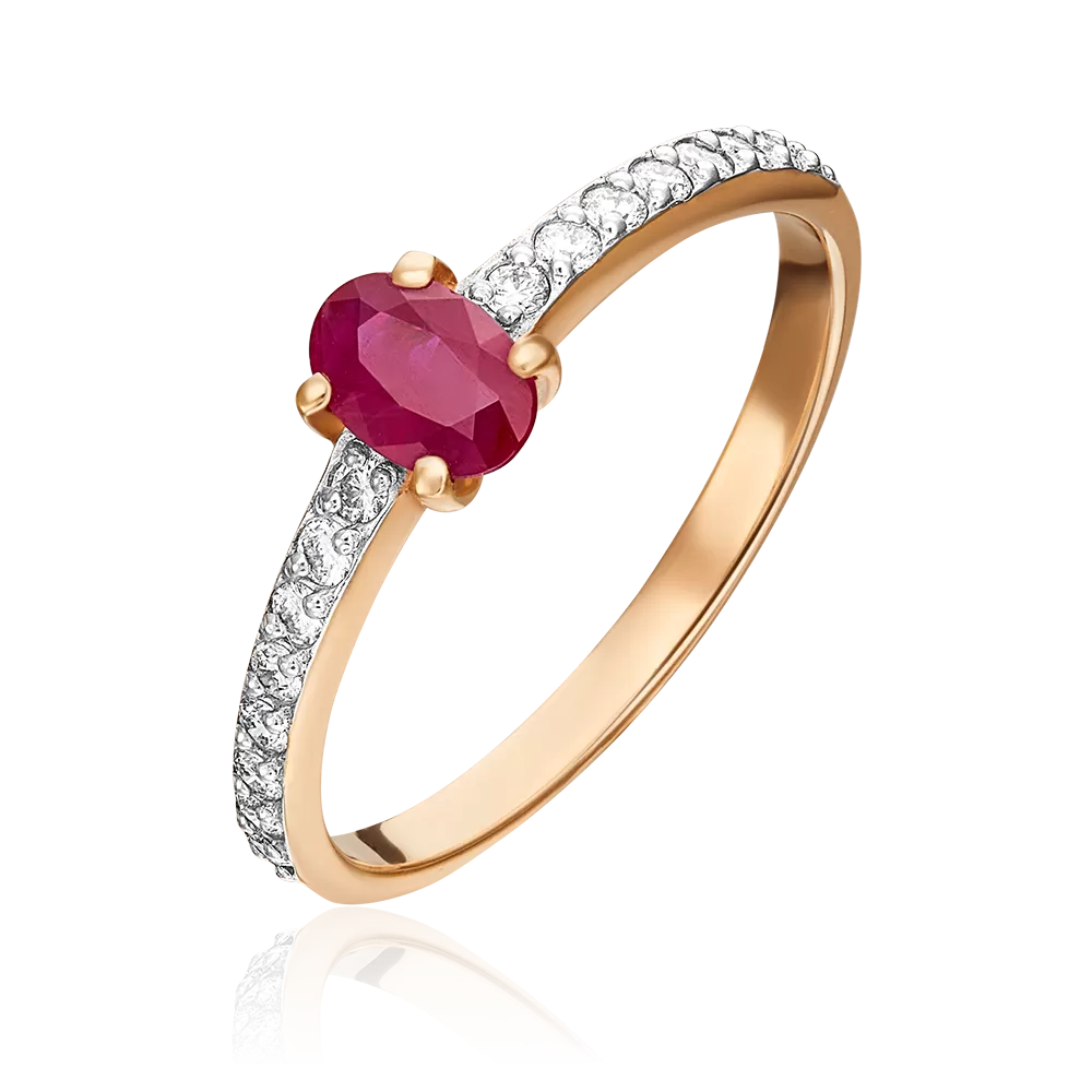 Кольцо из красного золота с рубином и бриллиантами 01-0357-00-107-1110-30