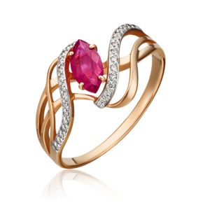 Кольцо из красного золота с рубином и бриллиантами 01-0359-00-107-1110-30