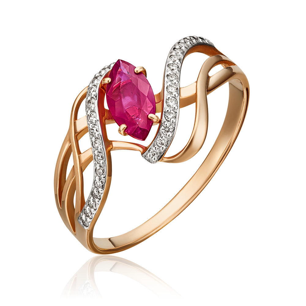 Кольцо из красного золота с рубином и бриллиантами 01-0359-00-107-1110-30