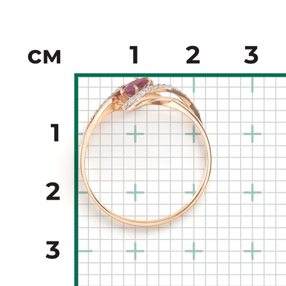 Кольцо из красного золота с рубином и бриллиантами 01-0359-00-107-1110-30