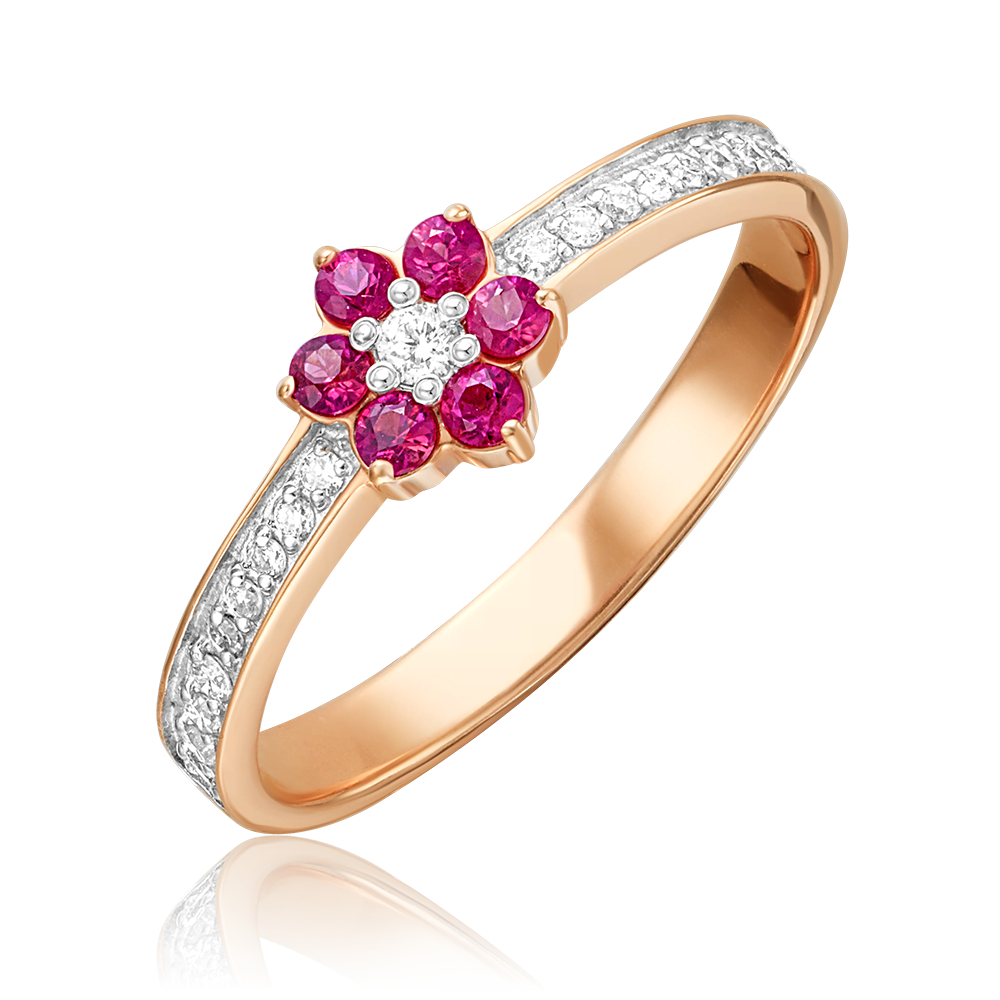 Кольцо из красного золота с бриллиантами и рубинами 01-0361-00-107-1110-30