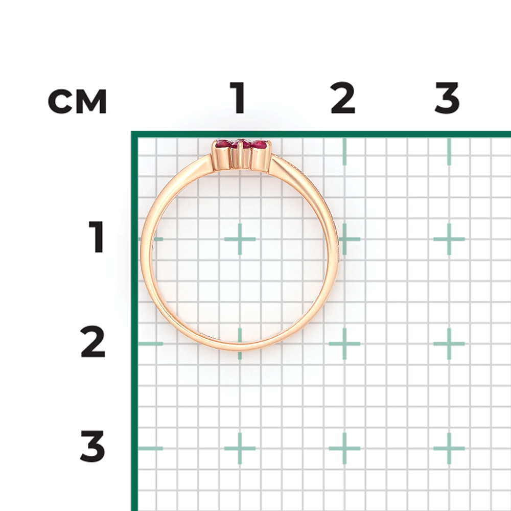 Кольцо из красного золота с бриллиантами и рубинами 01-0361-00-107-1110-30