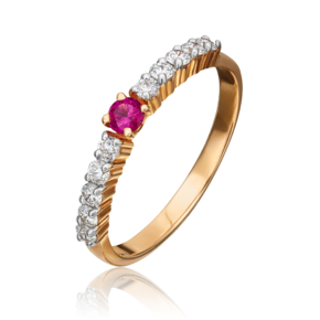Кольцо из красного золота с рубином и бриллиантами 01-0369-00-107-1110-30