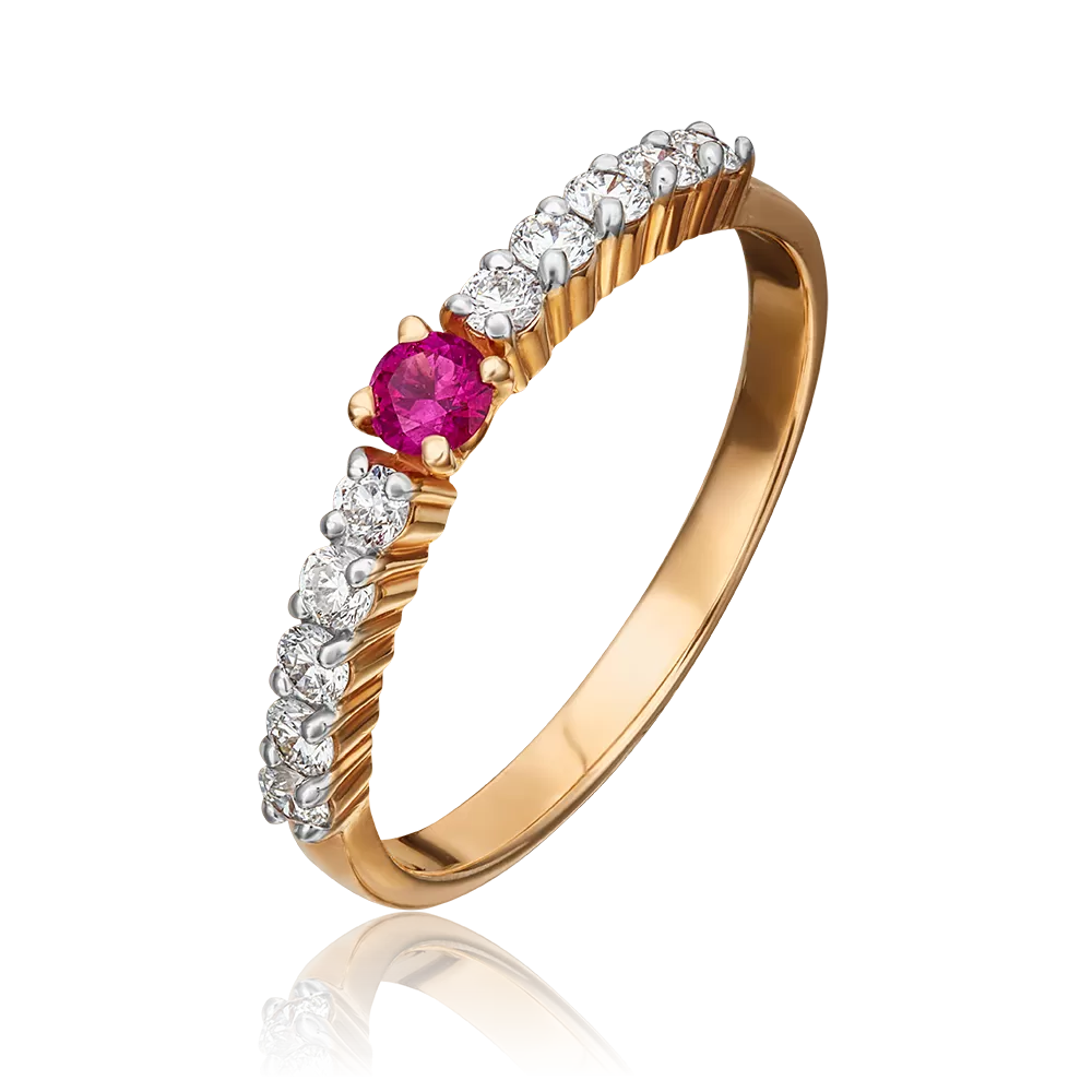 Кольцо из красного золота с рубином и бриллиантами 01-0369-00-107-1110-30