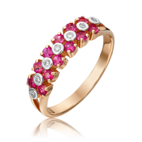 Кольцо из красного золота с рубинами и бриллиантами 01-0371-00-107-1110-30