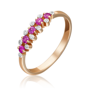 Кольцо из красного золота с рубинами и бриллиантами 01-0373-00-107-1110-30