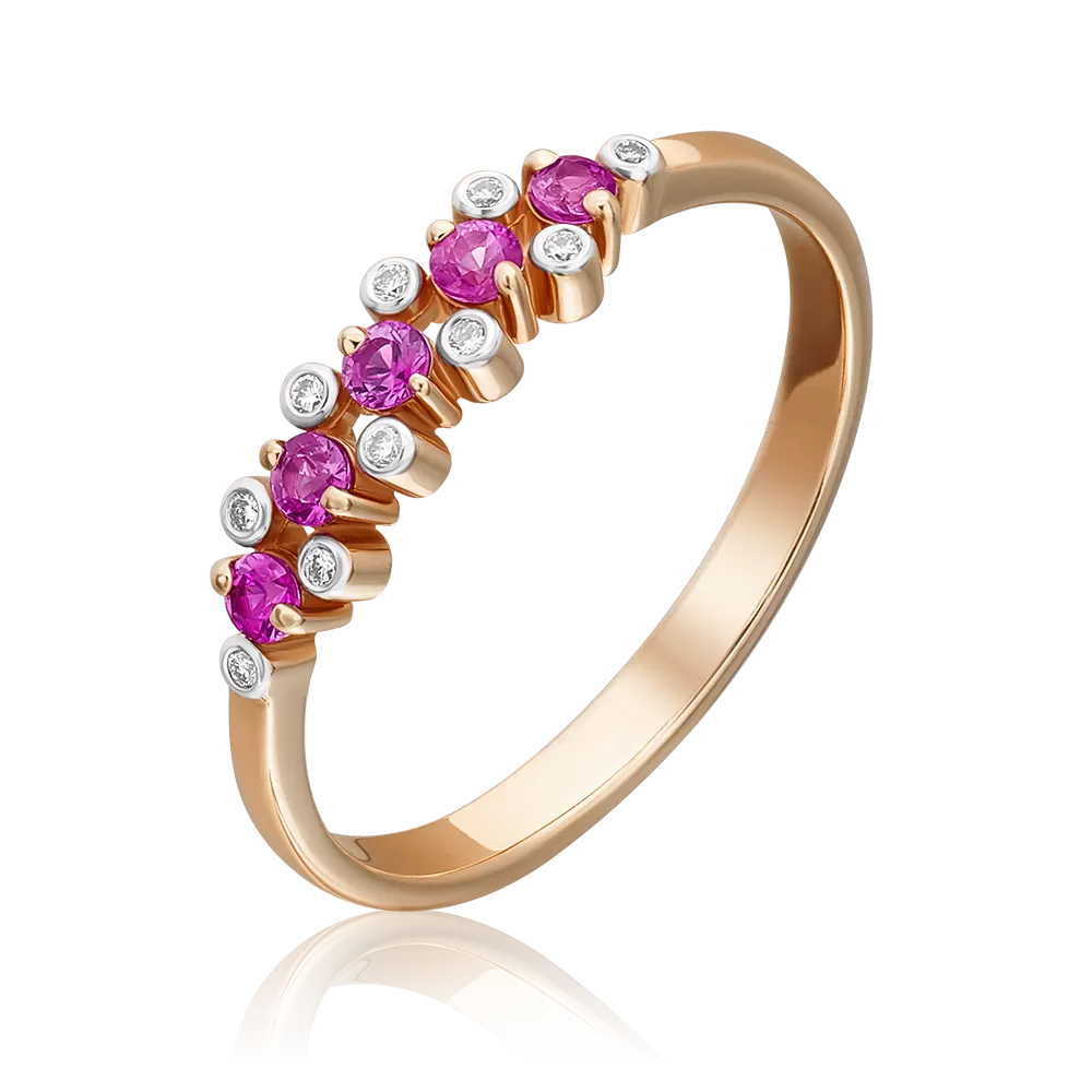 Кольцо из красного золота с рубинами и бриллиантами 01-0373-00-107-1110-30