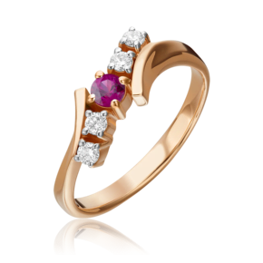 Кольцо из красного золота с рубином и бриллиантами 01-0377-00-107-1110-30