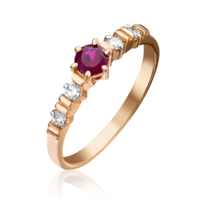 Кольцо из красного золота с рубином и бриллиантами 01-0381-00-107-1110-30