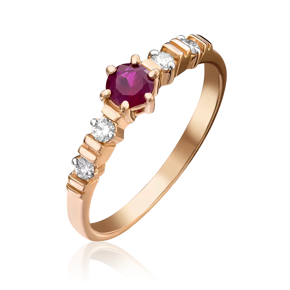 Кольцо из красного золота с рубином и бриллиантами 01-0381-00-107-1110-30