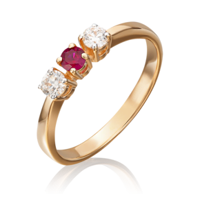 Кольцо из красного золота с бриллиантами и рубином 01-0393-00-107-1110-30